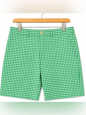 Polo Golf Ralph Lauren Men's 40 Green Gingham Cotton Golf Shorts